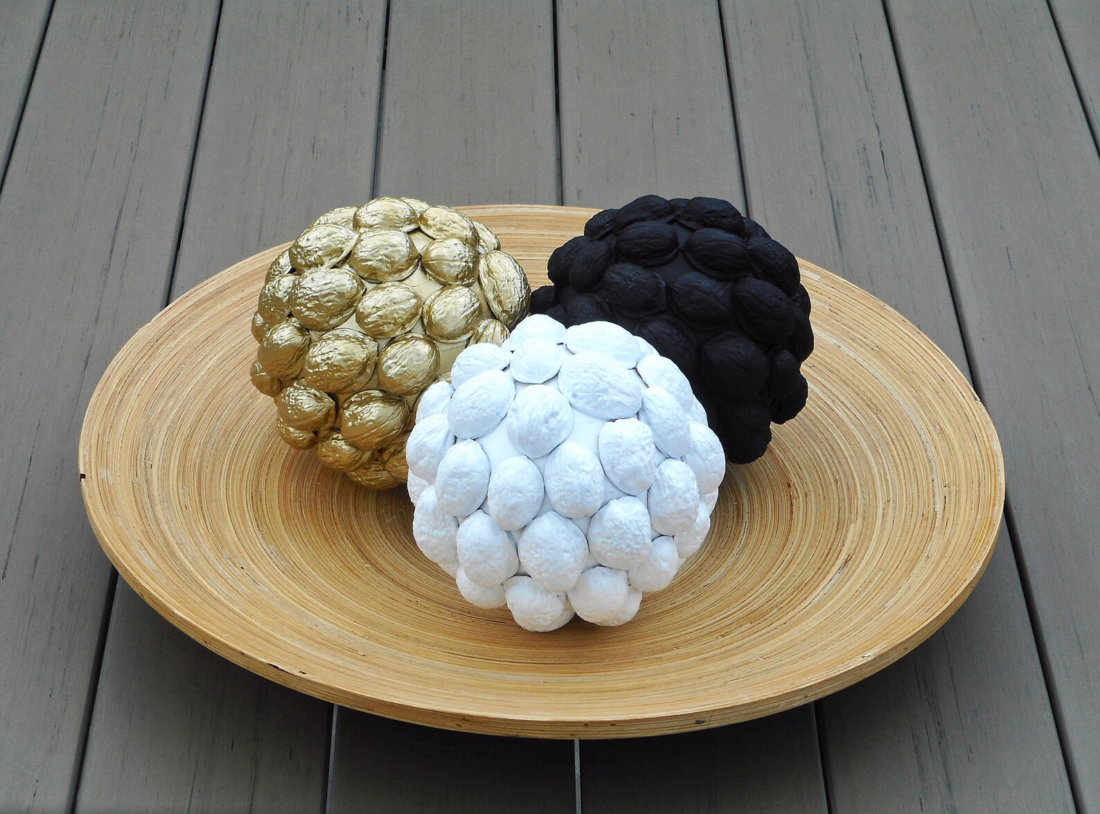 Decorative spheres big orbs set of three balls gold black Etsy