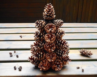 Pine cone Christmas tree natural pine cones medium table top xmas tree fireplace mantle decoration