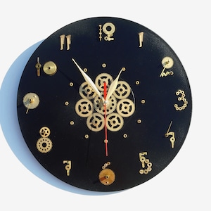 Black steampunk wall clock with numbers round industrial clock for wall hanging clock modern clocks wall mount silent clock black gold clock