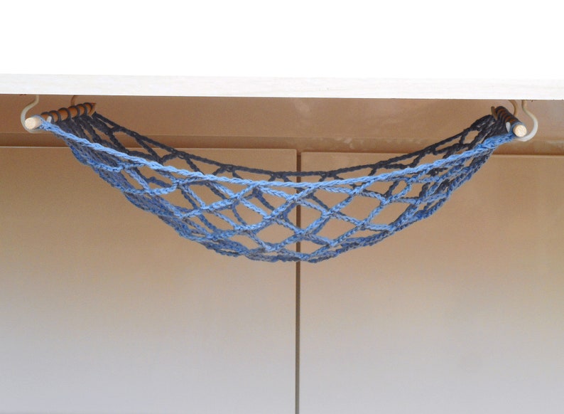 Blue fruit hammock under cabinet kitchen space saver storage net hanging fruit holder vegetable hammock image 6