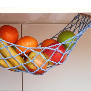 Blue fruit hammock under cabinet kitchen space saver storage net hanging fruit holder vegetable hammock image 5