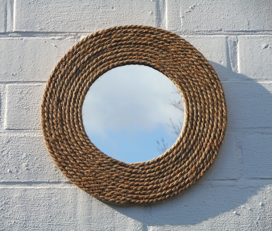Rope Mirror for Wall Round Jute Rope Mirror Large Framed Wall Etsy