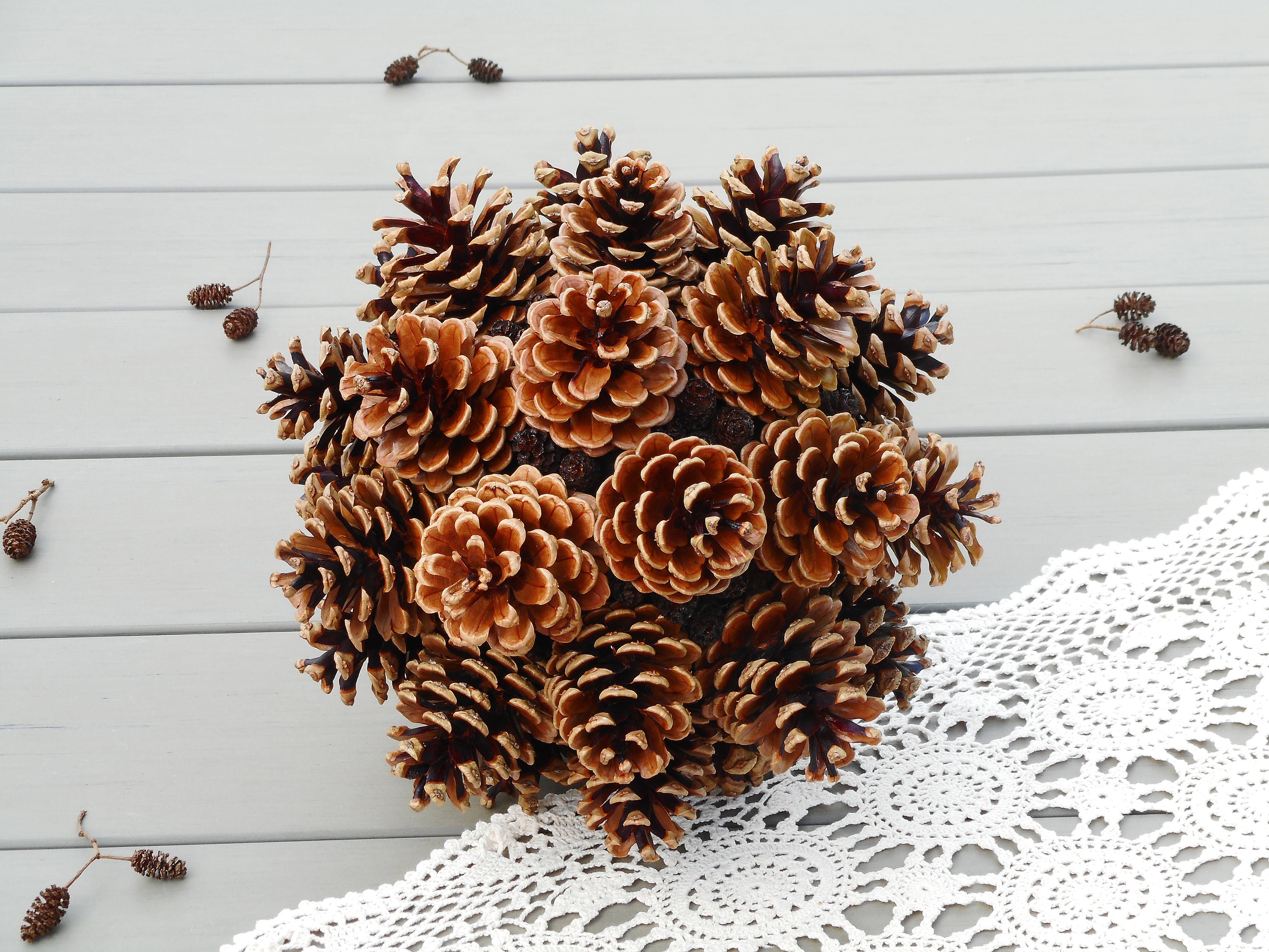 Large Pine Cone Ball Ornament Rustic Christmas Orb Table - Etsy