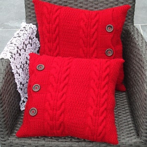 Red pillow cover set 18 x 18 couch pillows knit cushions decorative red pillows for sofa pillow with buttons accent pillows Christmas gift
