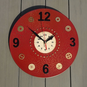 Modern wall clock with numbers terracotta color wallclock steampunk clock for wall hanging clock art unique wall clocks indoor silent clock