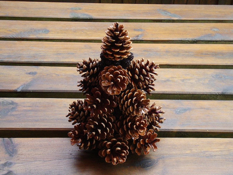 Small pine cone Christmas tree table top tree holiday decor nature Christmas decor mini xmas tree image 4