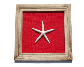 Starfish wall decor sea wall hanging dimensional wall art nautical decoration marine beach house wall hanging red framed wall panel