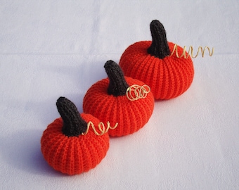 Crochet Orange Pumpkins (Set of 3): Fall Halloween Table Decor witchy pumpkin