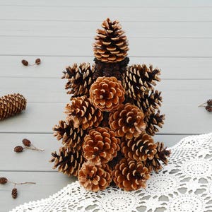 Small pine cone Christmas tree table top tree holiday decor nature Christmas decor mini xmas tree image 8