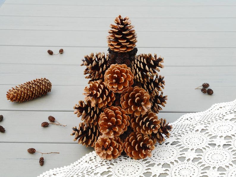 Small pine cone Christmas tree table top tree holiday decor nature Christmas decor mini xmas tree image 8