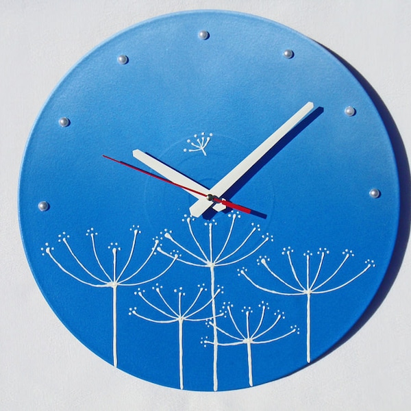 Wall Clock blue wall clock modern wall clocks flower wall clock blue wall decor unique wall clocks gift wall hanging decorative wall clocks