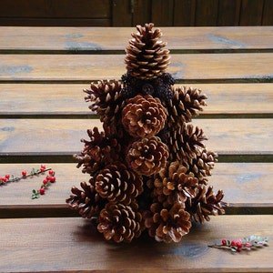 Small pine cone Christmas tree table top tree holiday decor nature Christmas decor mini xmas tree image 1