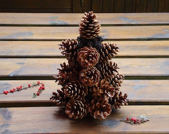 Small pine cone Christmas tree table top tree holiday decor nature Christmas decor mini xmas tree
