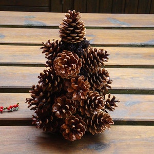 Small pine cone Christmas tree table top tree holiday decor nature Christmas decor mini xmas tree image 2