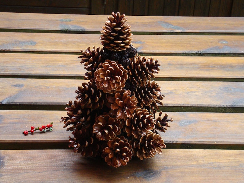 Small pine cone Christmas tree table top tree holiday decor nature Christmas decor mini xmas tree image 2