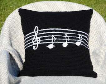 Black white pillow do re mi music notes pillow aesthetic pillows sofa cushion musician gifts accent pillow music room decor