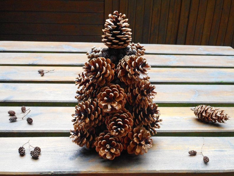 Small pine cone Christmas tree table top tree holiday decor nature Christmas decor mini xmas tree image 9