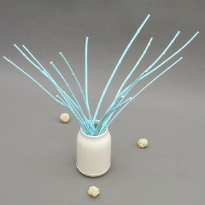Light turquoise hand painted branches 16 blue twigs natural wood decorative branches modern minimalist home decor vase arrangement