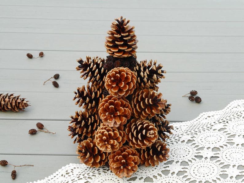 Small pine cone Christmas tree table top tree holiday decor nature Christmas decor mini xmas tree image 6