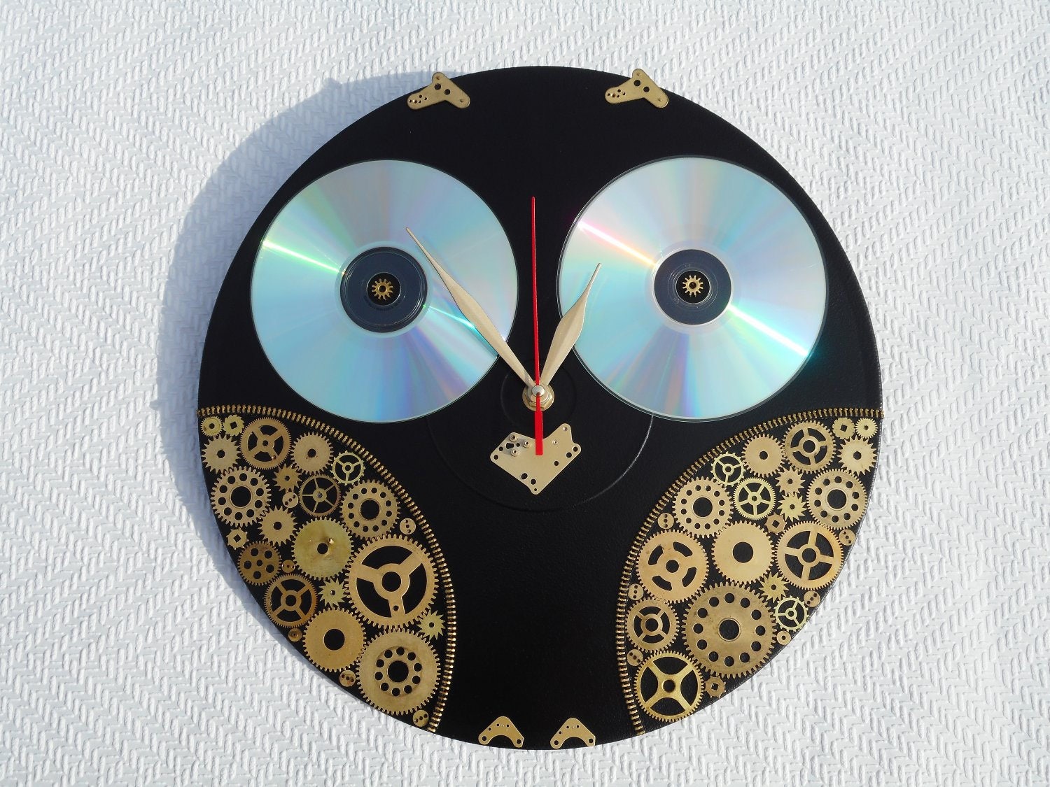 Black owl clock for wall hanging clock steampunk wall clock geekery industrial clocks owl wall decor