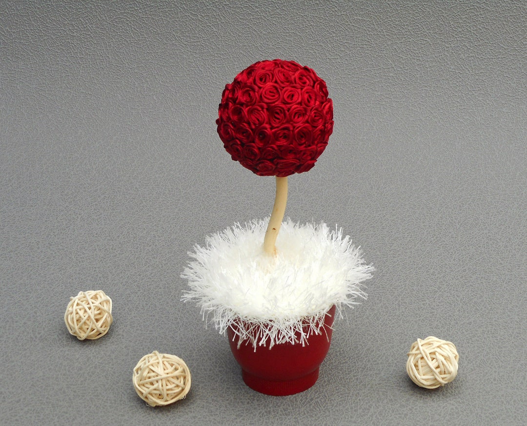 Mini Topiary Miniature Red Rose Topiary Tree: Tabletop Floral Decor - Etsy