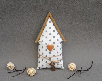 Tiny house ornament polka dot textile house with key Christmas decor heart houses tiered tray decor new home gift