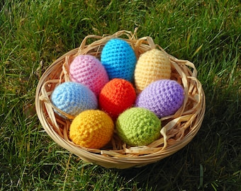 Oeufs de Pâques dans le panier, lot de 8 décorations décoratives en forme d'oeufs, centre de table de Pâques