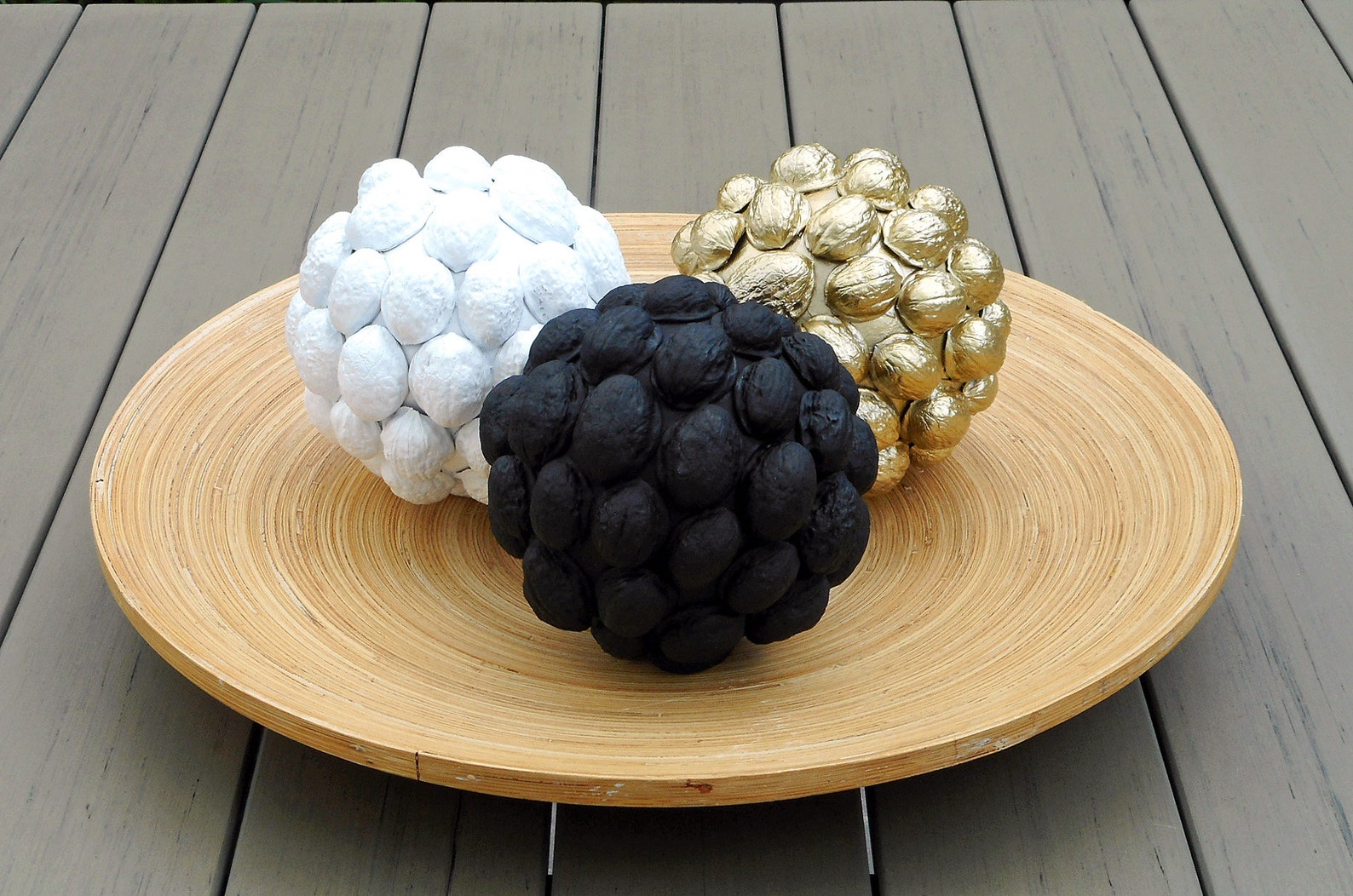 Decorative spheres big orbs set of three balls gold black Etsy