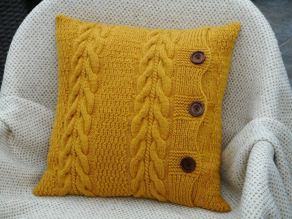 Mustard yellow pillow cases set throw pillow covers knit Etsy