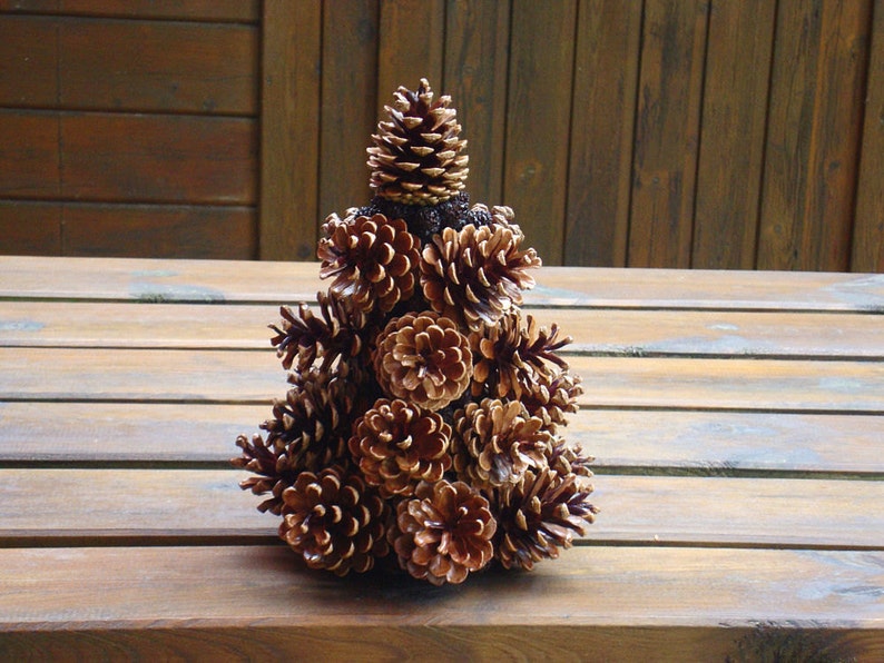 Small pine cone Christmas tree table top tree holiday decor nature Christmas decor mini xmas tree image 5