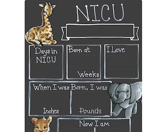 Cohas NICU Milestone Board for Premature Babies and Neonatal Nursery Units, Select Theme and Optional Chalk Markers