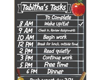 Cohas Daily Schedule Planner for Home School or Remote Learning | Solid 12 by 16 Inch Chalkboard | Select Design and Chalk Markers