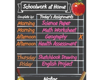 Cohas Daily Schedule Planner for Home School or Remote Learning | Magnetic Backed 12 by 16 Inch Chalkboard | Select Design and Chalk Markers