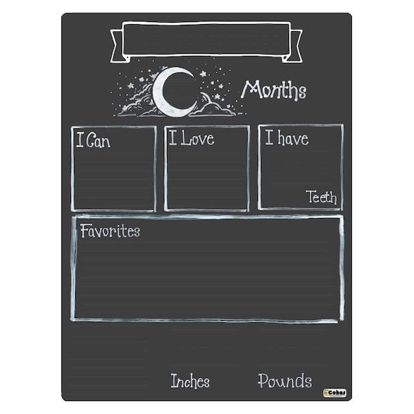 Cohas Design Your Own Monthly Baby Milestone Board, Reusable Chalkboard Style Surface, Two Sizes, Optional Chalk Markers