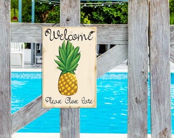 Cohas Custom Hanging Welcome Signs for Summer with Personalized Text and Faux Light Wood Background, Optional Seasonal Image and Custom Font