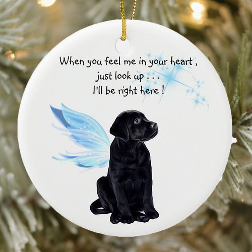 Black Lab Christmas Ornament Watercolor Labrador Retriever Etsy