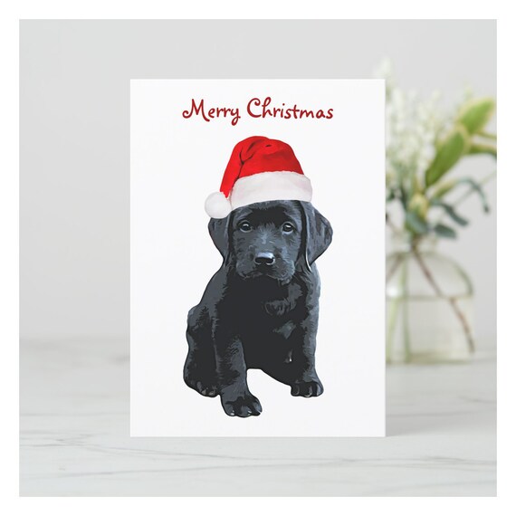 Black Lab Christmas Card Santa Dog Merry Christmas - Etsy Israel