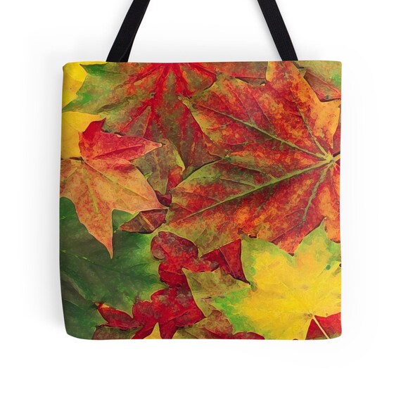 Items similar to Autumn Leaves Tote Bag , Beach Bag , Grocery bag ...