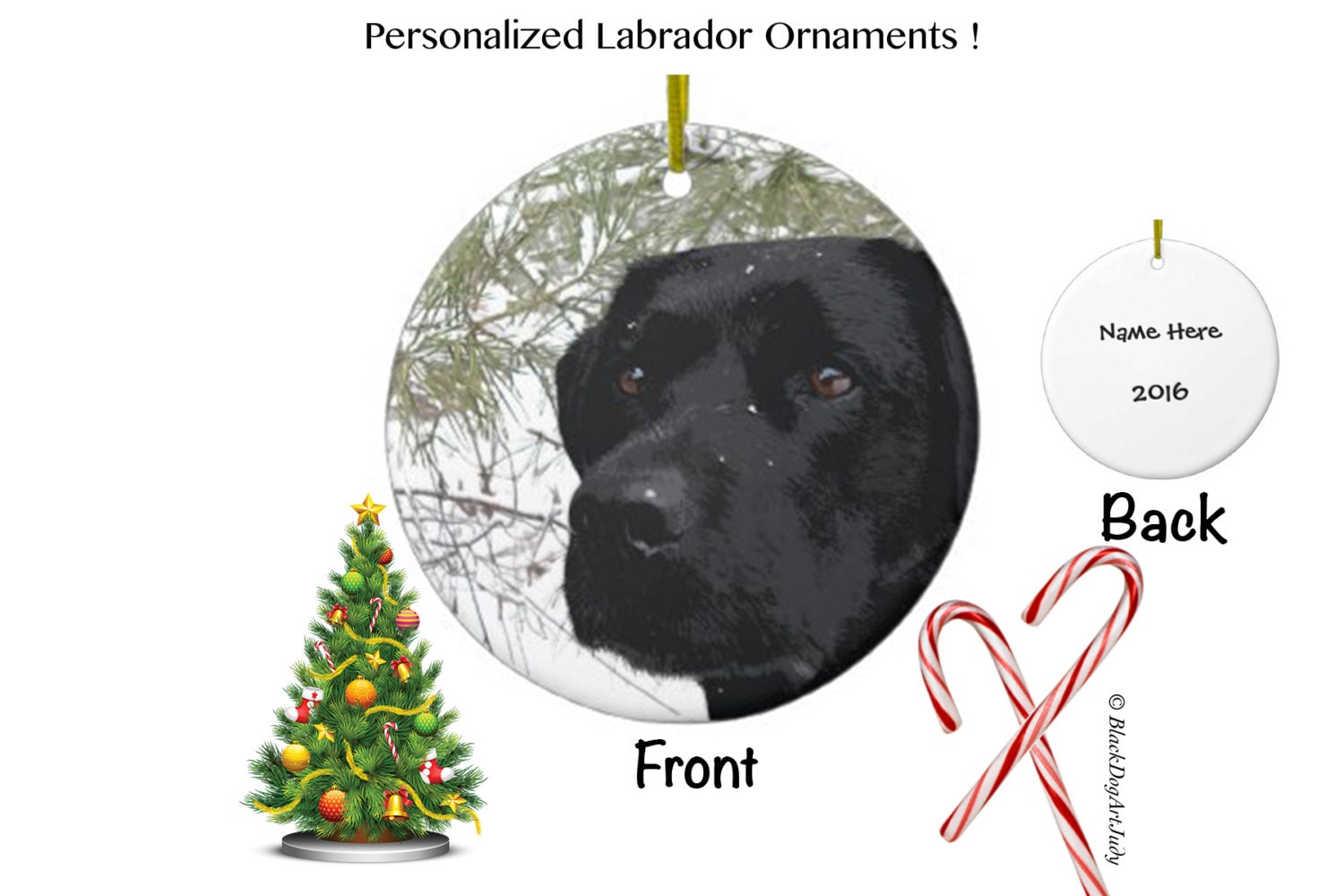 Black Lab Ornament Black Lab Art 13SPL Labrador Ornament | Etsy