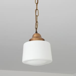 Schoolhouse Lighting Drum Shade Milk Glass School House Pendant image 1