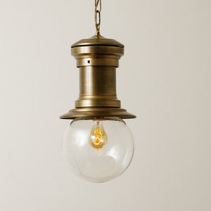 Clear glass Industrial Arc Lamp Chain Pendant Chandelier Lighting Heavy Solid brass image 1