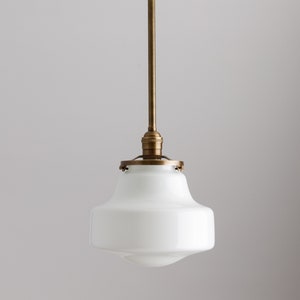 White Glass Art Deco Pendant - Kitchen Island Lighting - Mid-Century Modern Decor - Pendant Light Fixture