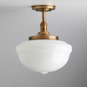 12&quot; Schoolhouse Acorn Shade Semi Flush Mount/Flush Mount Light Fixture ** handblown glass, USA made **