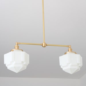 Art Deco Chandelier - Brass Lighting - Island Light Fixture - Hanging Light