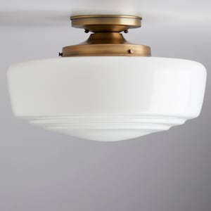 14 Schoolhouse Modern Flush Mount Milk Glass Hand Blown Lighting
