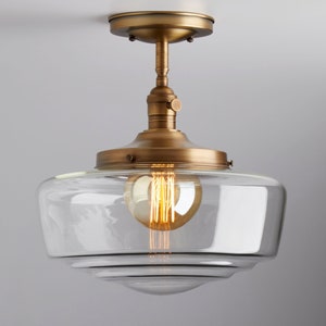 Schoolhouse Large Clear Glass Shade Flush Mount or Semi Flush Mount Fixture