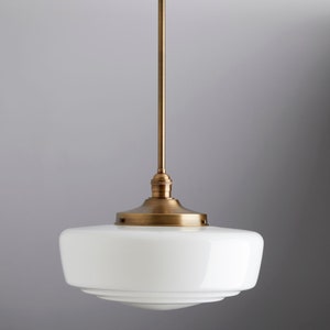 14” Mid century modern - pendant lighting - hand blown glass - ceiling fixture - brass light - ceiling light - 14" Chandelier
