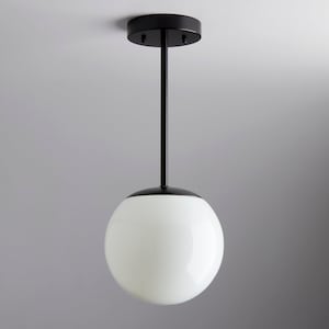 Modern 8"  Handblown Glass Globe Pendant Light Fixture