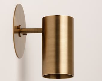 Modern Brass Wall Sconce - Brass Light Fixture - Mid-Century Modern Cylinder Solid Down Light