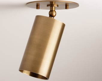 Modern Semi Flush - Brass Light Fixture - Mid-Century Modern Flush Mount - Adjustable Spot